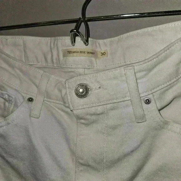 Levi's 721 Women's High Rise Skinny‎ Jean - W30 L30 White, zip fly distressed - Picture 8 of 8